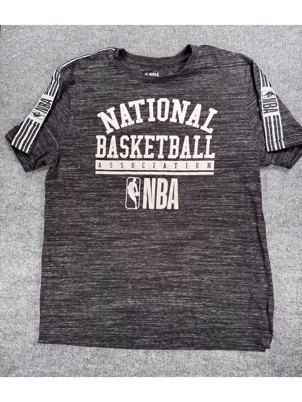 NBA Basketball Athletic Gym Graphic Black Heathered T-Shirt Size XL Casual